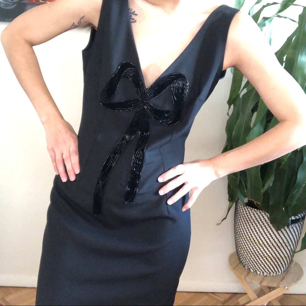 Beaded velvet bow LBD
